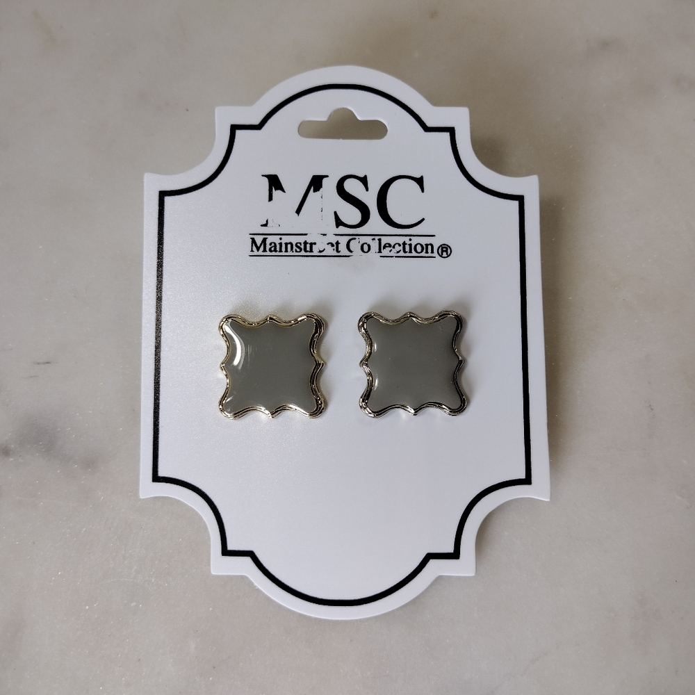 Enamel Gold Plated Quatrefoil Earrings By Mainstreet Collection